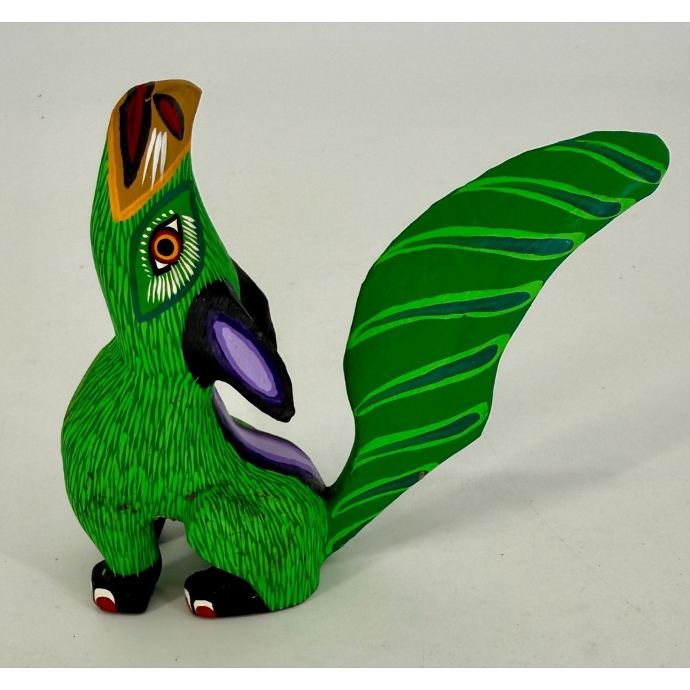 Vtg Oaxaca Mexico Alebrije Coyote Wolf Wood Carving Signed Folk Art
